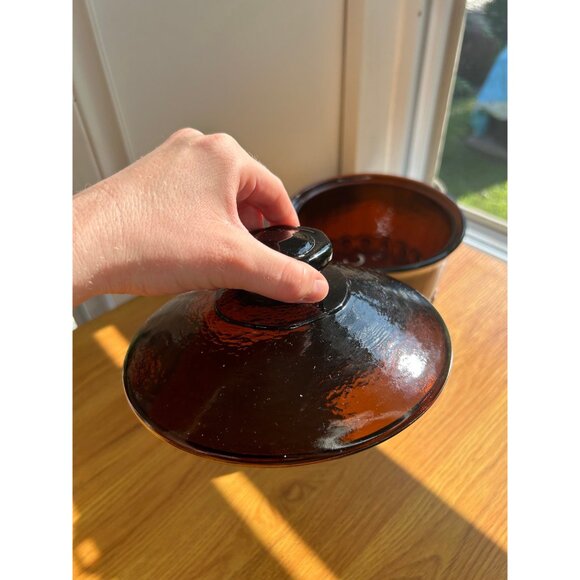 Tiffin Franciscan Madeira brown ice bucket vintage heavy glass - Picture 3 of 10